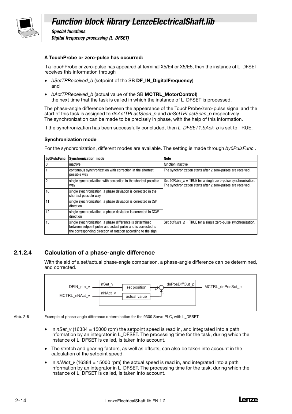 Function block library lenzeelectricalshaft.lib, 4 calculation of a phase−angle difference | Lenze DDS Global Drive PLC Developer Studio User Manual | Page 24 / 45