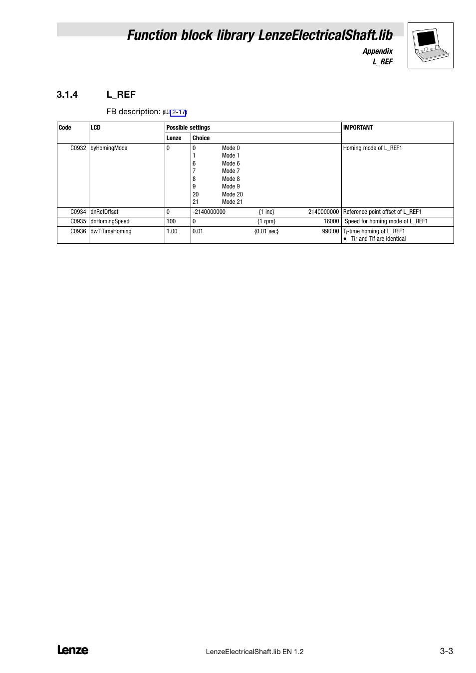 4 l_ref, L_ref, Function block library lenzeelectricalshaft.lib | Lenze DDS Global Drive PLC Developer Studio User Manual | Page 43 / 45