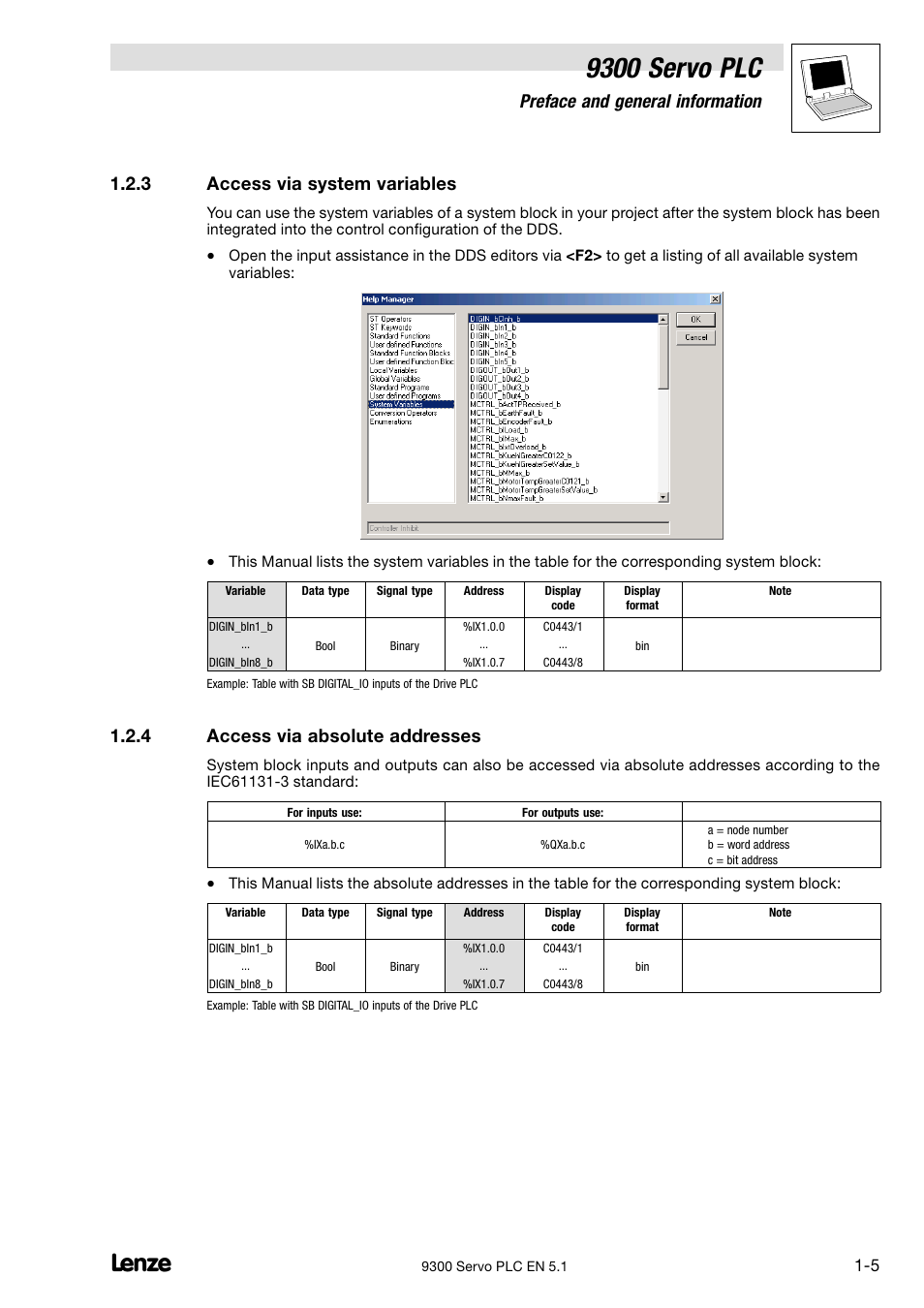 Access via system variables, Access via absolute addresses, 9300 servo plc | Preface and general information, 3 access via system variables, 4 access via absolute addresses | Lenze DDS Target 9300 Servo PLC V8.x User Manual | Page 11 / 169
