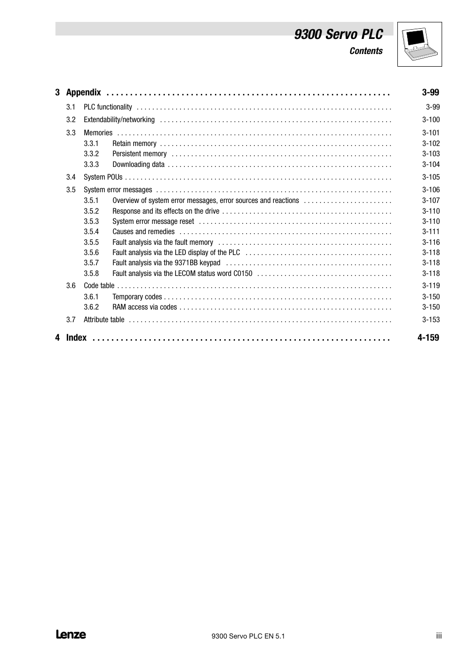 9300 servo plc | Lenze DDS Target 9300 Servo PLC V8.x User Manual | Page 5 / 169