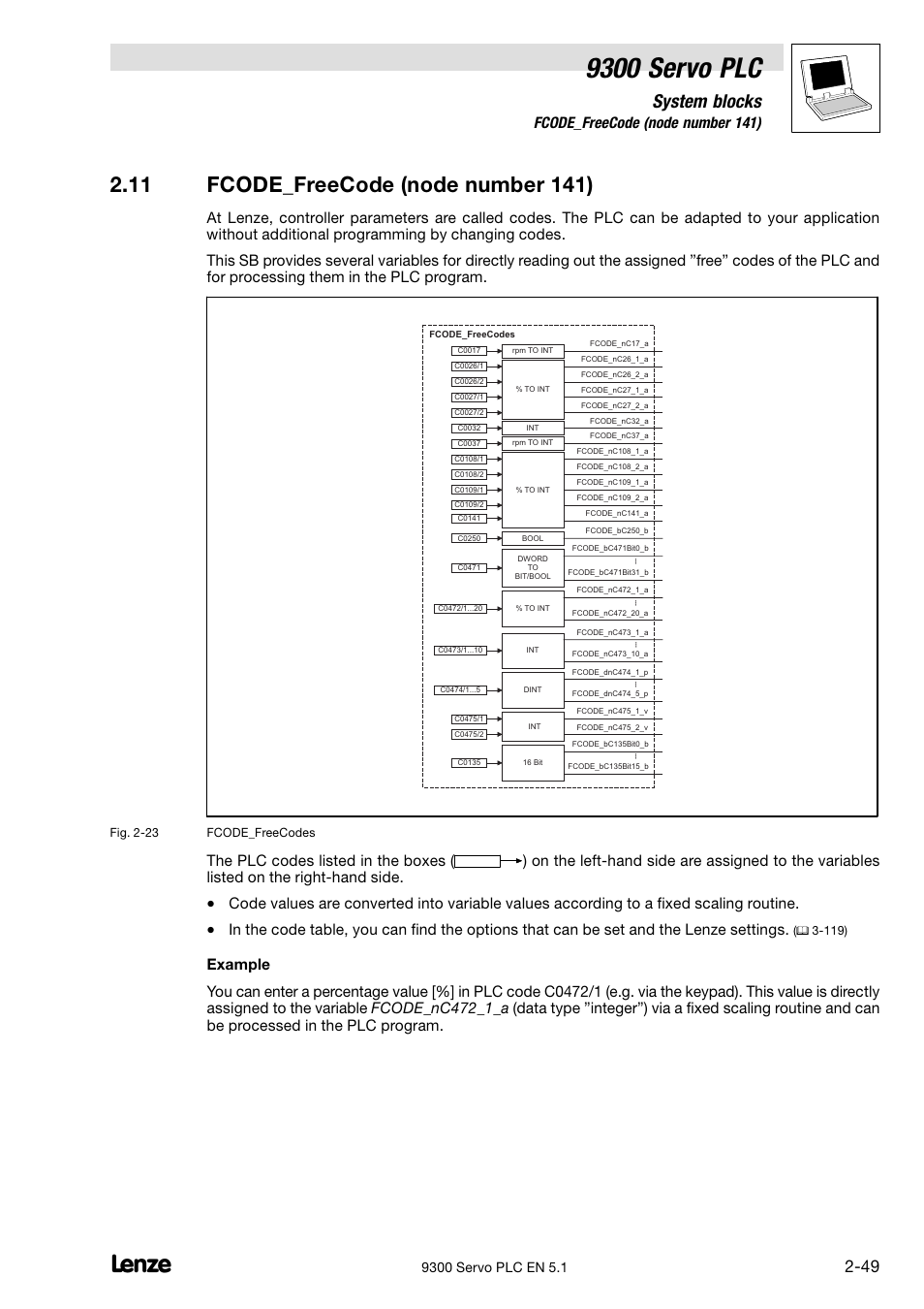 Fcode_freecode (node number 141), 11 fcode_freecode (node number 141), 9300 servo plc | System blocks | Lenze DDS Target 9300 Servo PLC V8.x User Manual | Page 55 / 169