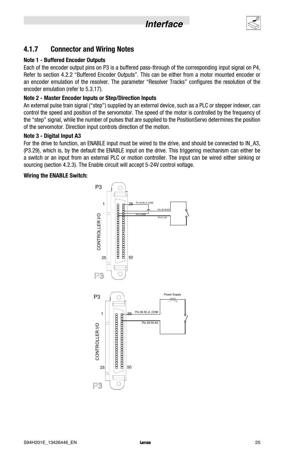 Interface | Lenze E94P PositionServo with MVOB User Manual | Page 27 / 102
