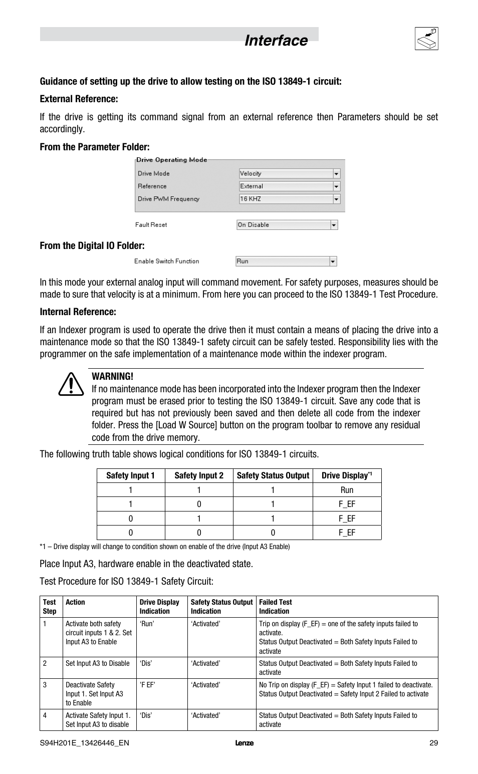 Interface | Lenze E94P PositionServo with MVOB User Manual | Page 31 / 102
