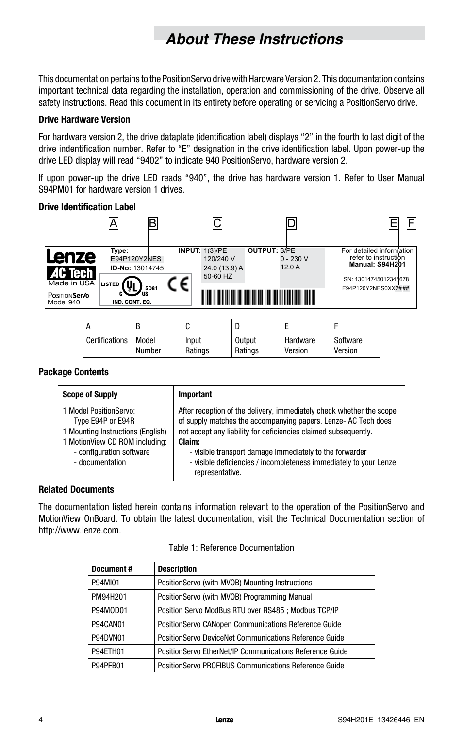 About these instructions | Lenze E94P PositionServo with MVOB User Manual | Page 6 / 102
