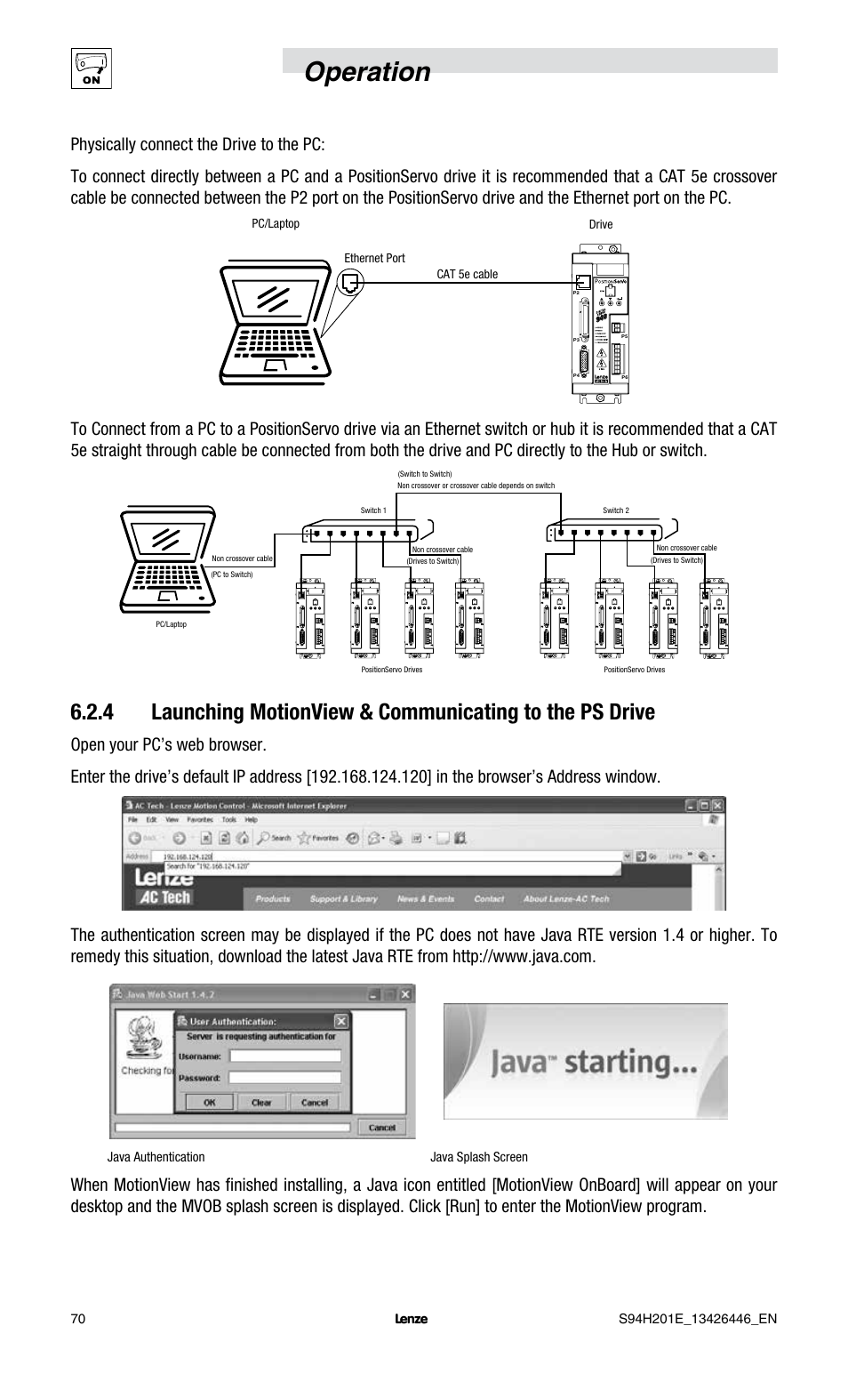 Operation | Lenze E94P PositionServo with MVOB User Manual | Page 72 / 102