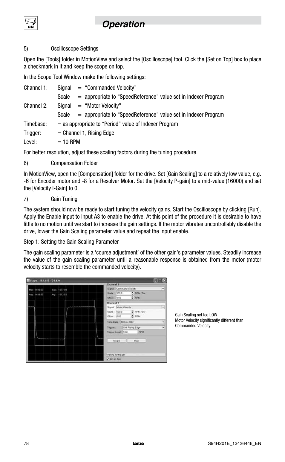 Operation | Lenze E94P PositionServo with MVOB User Manual | Page 80 / 102