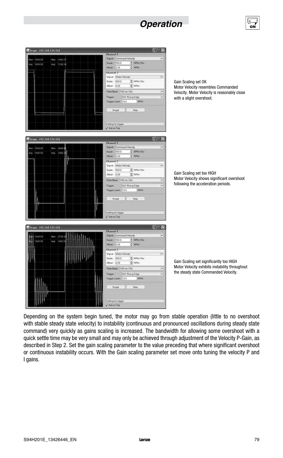 Operation | Lenze E94P PositionServo with MVOB User Manual | Page 81 / 102