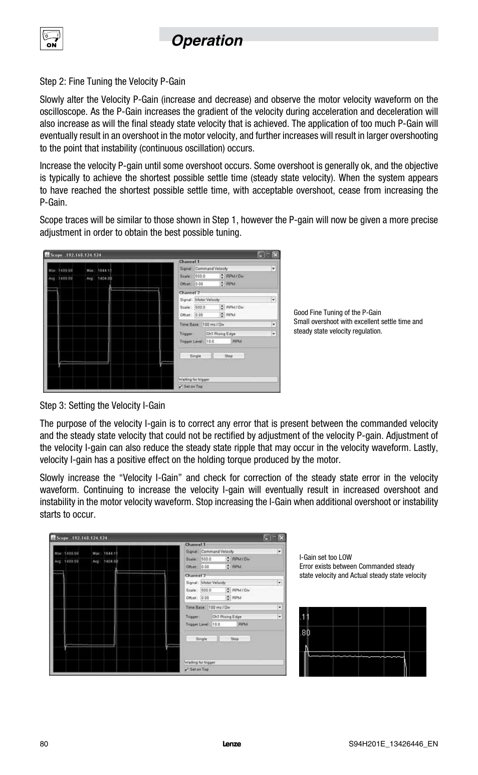 Operation | Lenze E94P PositionServo with MVOB User Manual | Page 82 / 102
