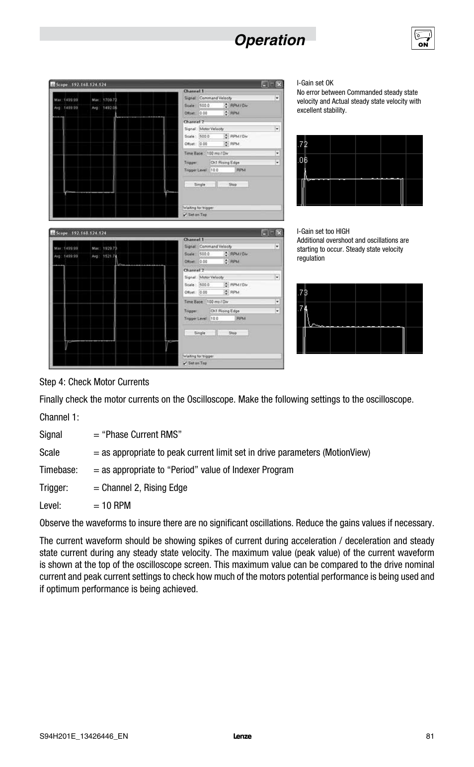 Operation | Lenze E94P PositionServo with MVOB User Manual | Page 83 / 102