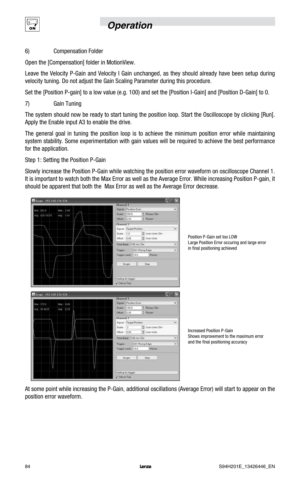 Operation | Lenze E94P PositionServo with MVOB User Manual | Page 86 / 102