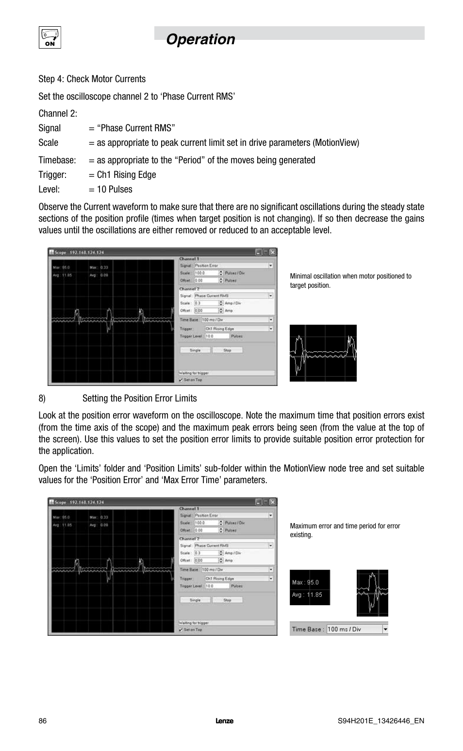 Operation | Lenze E94P PositionServo with MVOB User Manual | Page 88 / 102