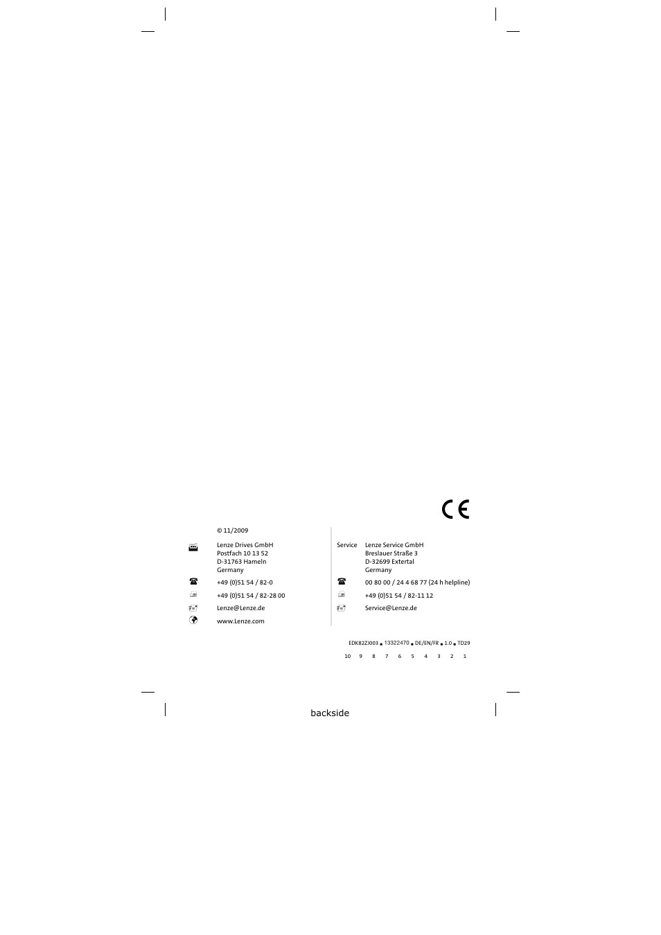 Lenze E82ZJ00x User Manual | Page 18 / 18