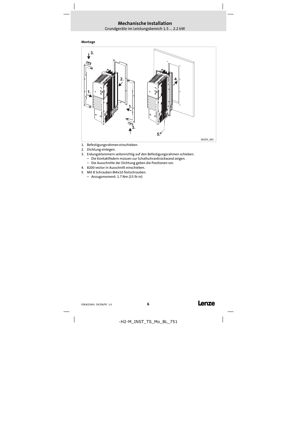 Mechanische installation | Lenze E82ZJ00x User Manual | Page 6 / 18