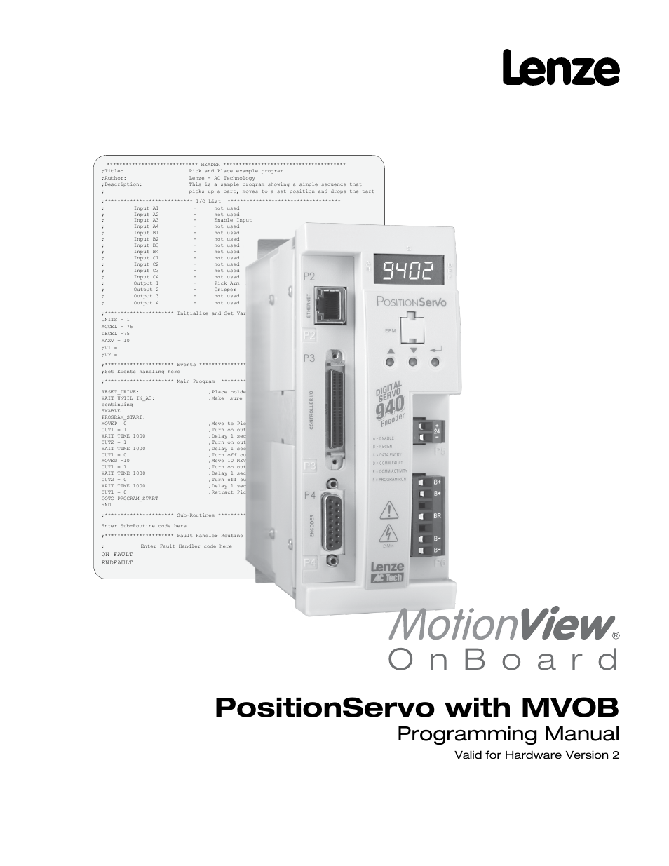 Lenze E94P PositionServo with MVOB User Manual | 140 pages