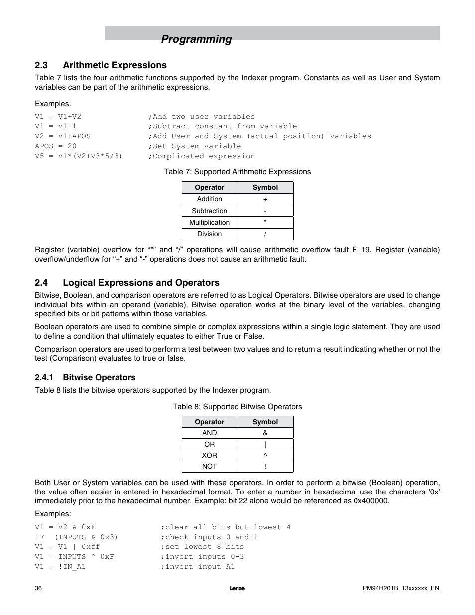 Programming | Lenze E94P PositionServo with MVOB User Manual | Page 38 / 140