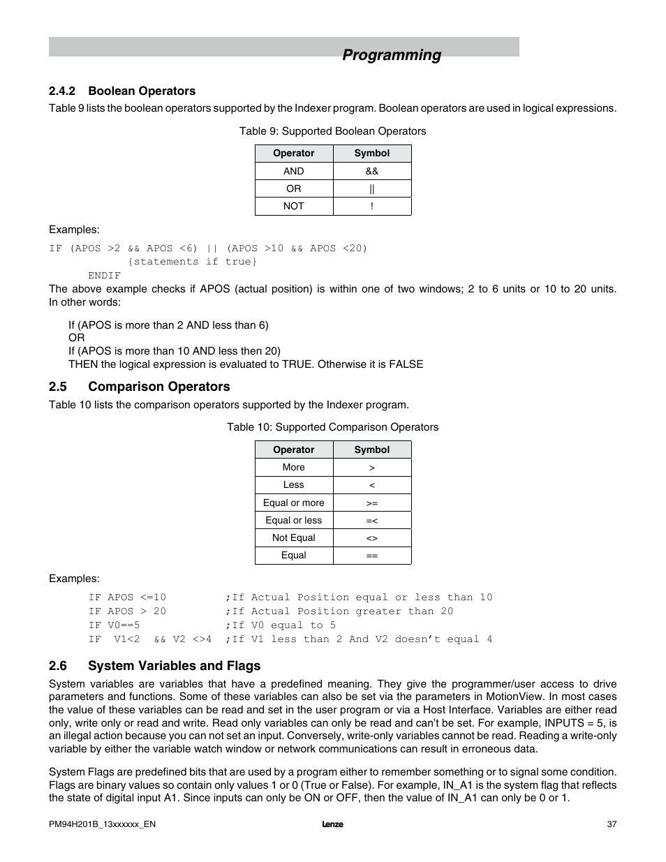 Programming | Lenze E94P PositionServo with MVOB User Manual | Page 39 / 140