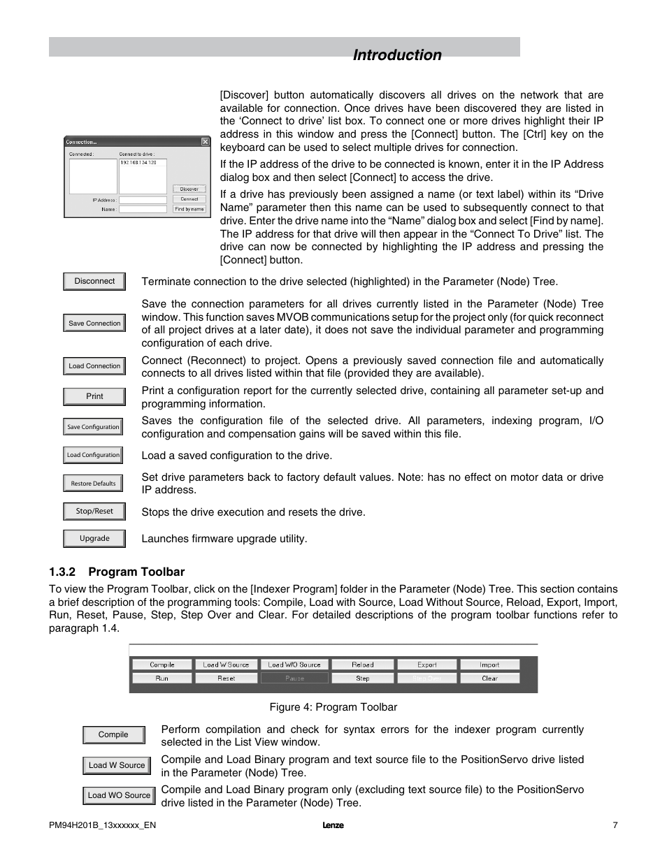 Introduction, 2 program toolbar | Lenze E94P PositionServo with MVOB User Manual | Page 9 / 140