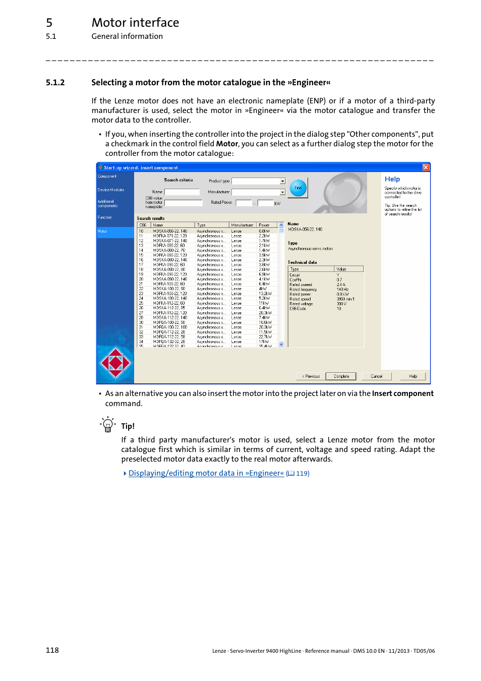 5motor interface | Lenze 9400 User Manual | Page 118 / 954