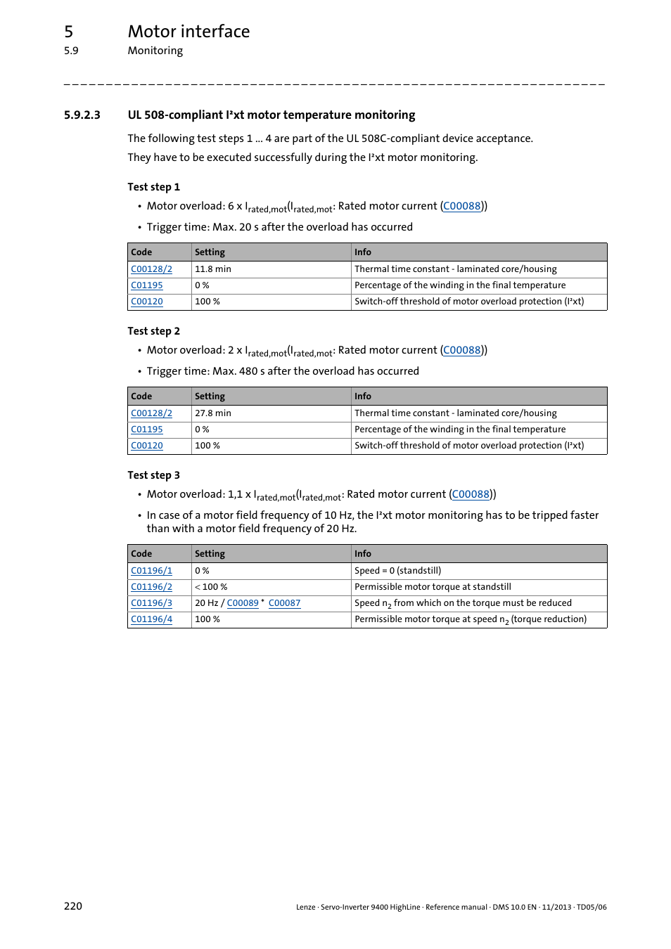 5motor interface | Lenze 9400 User Manual | Page 220 / 954