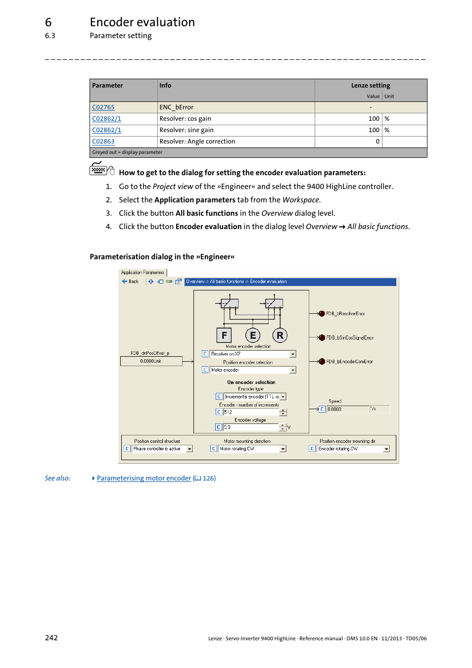 6encoder evaluation | Lenze 9400 User Manual | Page 242 / 954