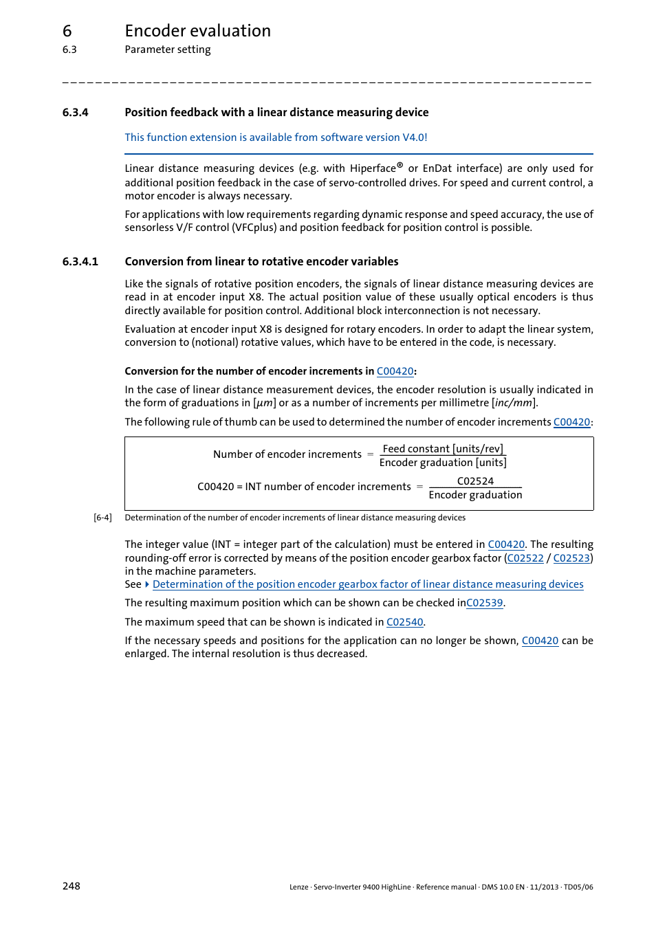 6encoder evaluation | Lenze 9400 User Manual | Page 248 / 954