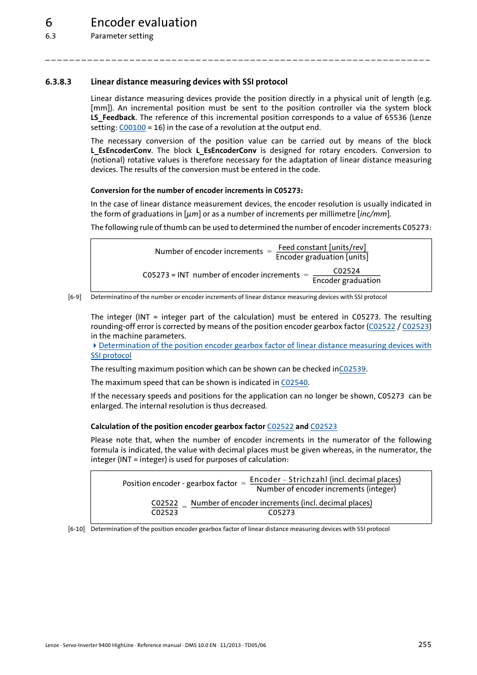 6encoder evaluation | Lenze 9400 User Manual | Page 255 / 954