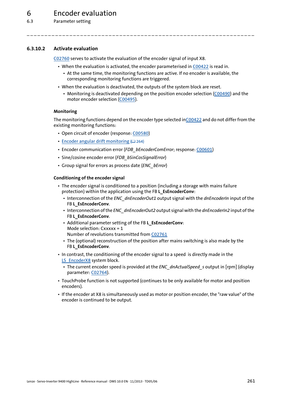 2 activate evaluation, 6encoder evaluation | Lenze 9400 User Manual | Page 261 / 954