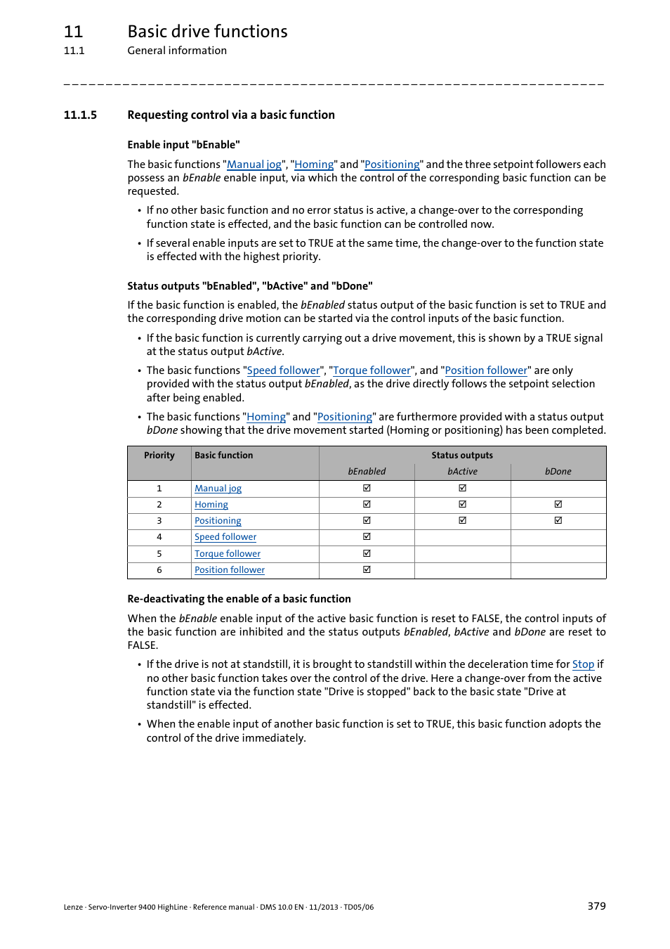 5 requesting control via a basic function, 11 basic drive functions | Lenze 9400 User Manual | Page 379 / 954