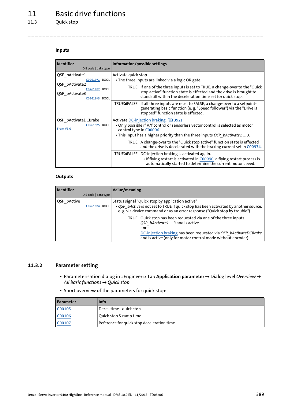 2 parameter setting, 11 basic drive functions | Lenze 9400 User Manual | Page 389 / 954