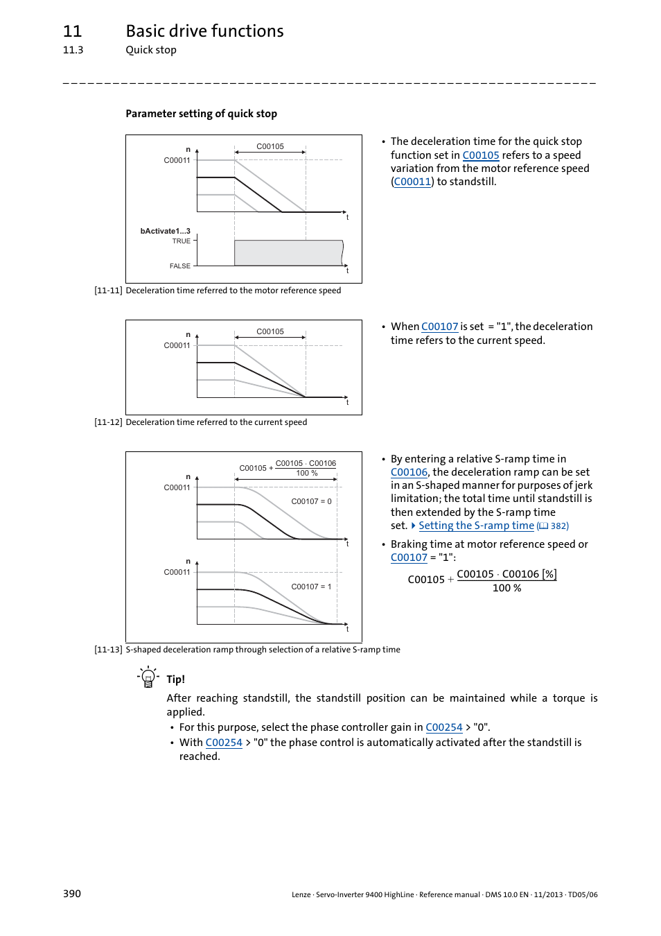 11 basic drive functions | Lenze 9400 User Manual | Page 390 / 954