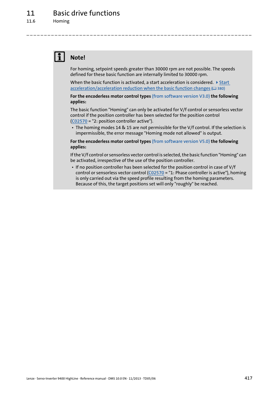 11 basic drive functions | Lenze 9400 User Manual | Page 417 / 954