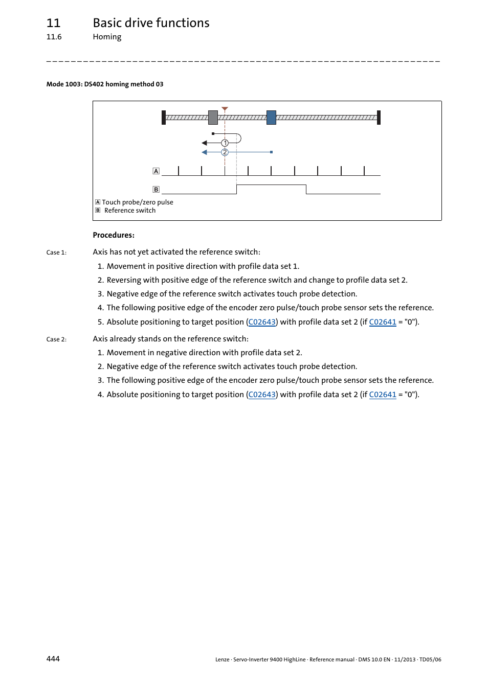 Mode 1003: ds402 homing method 03, 11 basic drive functions | Lenze 9400 User Manual | Page 444 / 954