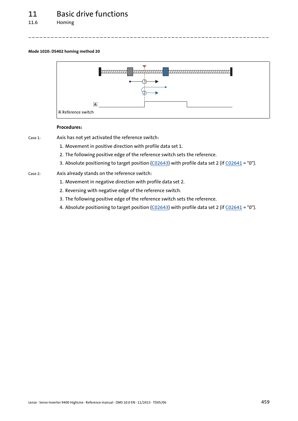 Mode 1020: ds402 homing method 20, 11 basic drive functions | Lenze 9400 User Manual | Page 459 / 954