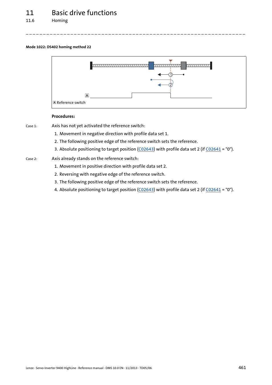 Mode 1022: ds402 homing method 22, 11 basic drive functions | Lenze 9400 User Manual | Page 461 / 954