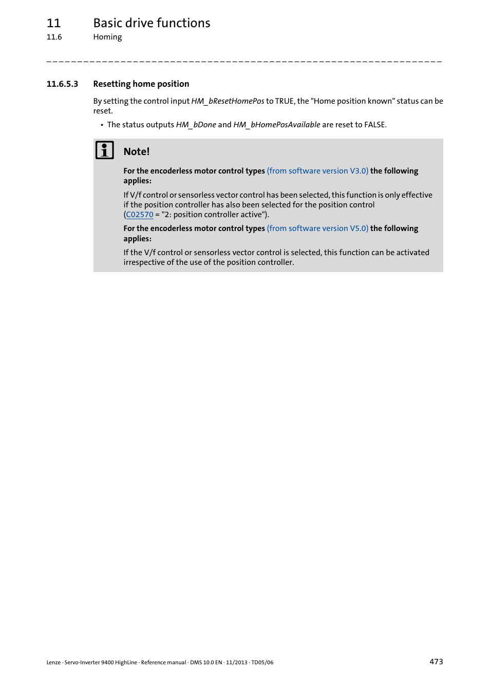 3 resetting home position, 11 basic drive functions | Lenze 9400 User Manual | Page 473 / 954