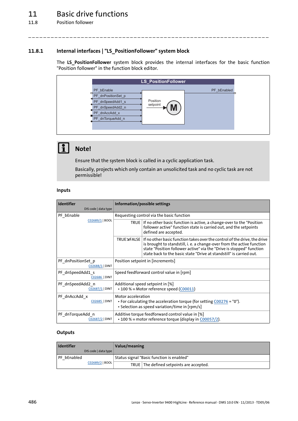 11 basic drive functions | Lenze 9400 User Manual | Page 486 / 954