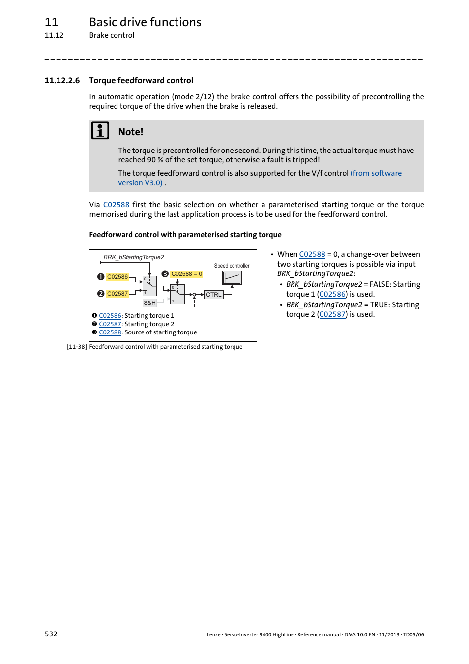 6 torque feedforward control, Torque feedforward control ( 532), 11 basic drive functions | Lenze 9400 User Manual | Page 532 / 954
