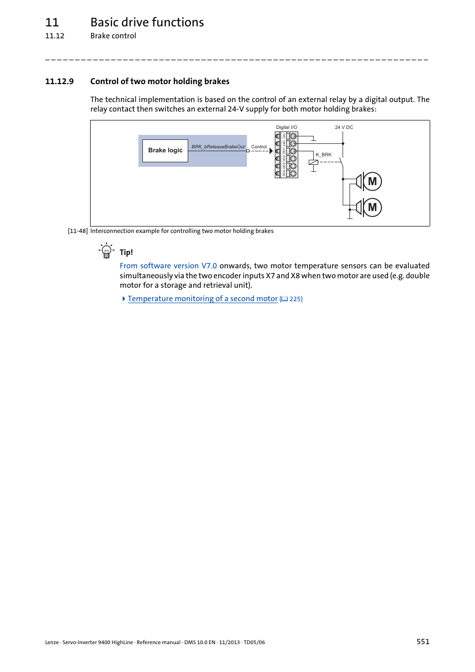 9 control of two motor holding brakes, Control of two motor holding brakes, 11 basic drive functions | Lenze 9400 User Manual | Page 551 / 954