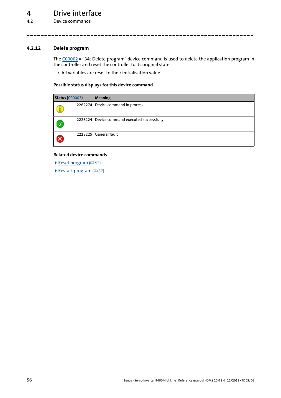 12 delete program, Delete program, 4drive interface | Lenze 9400 User Manual | Page 56 / 954