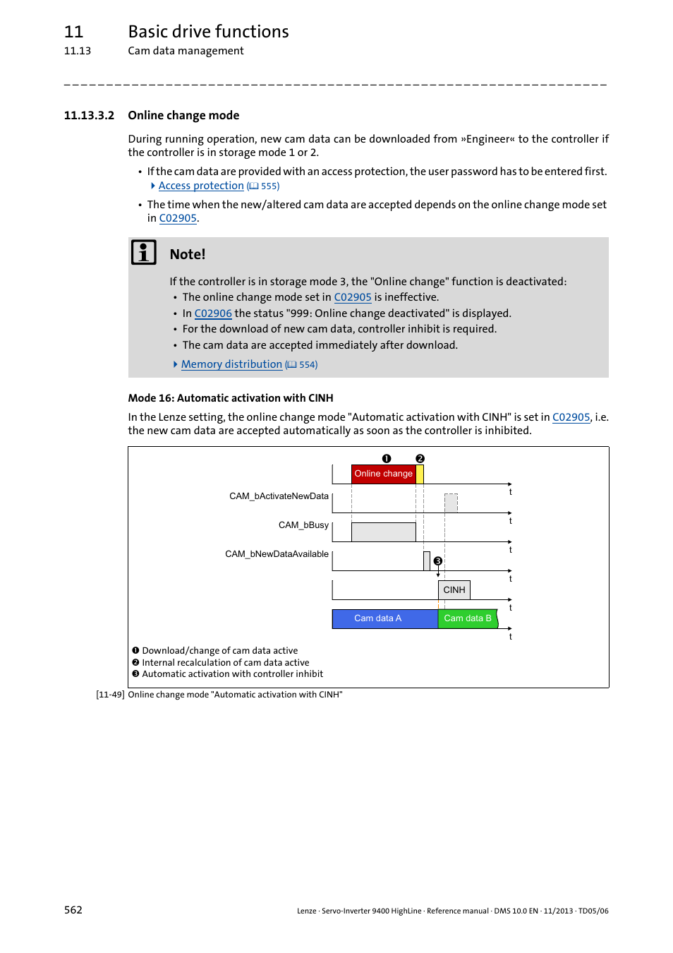 2 online change mode, Online change, Online change mode | 11 basic drive functions | Lenze 9400 User Manual | Page 562 / 954