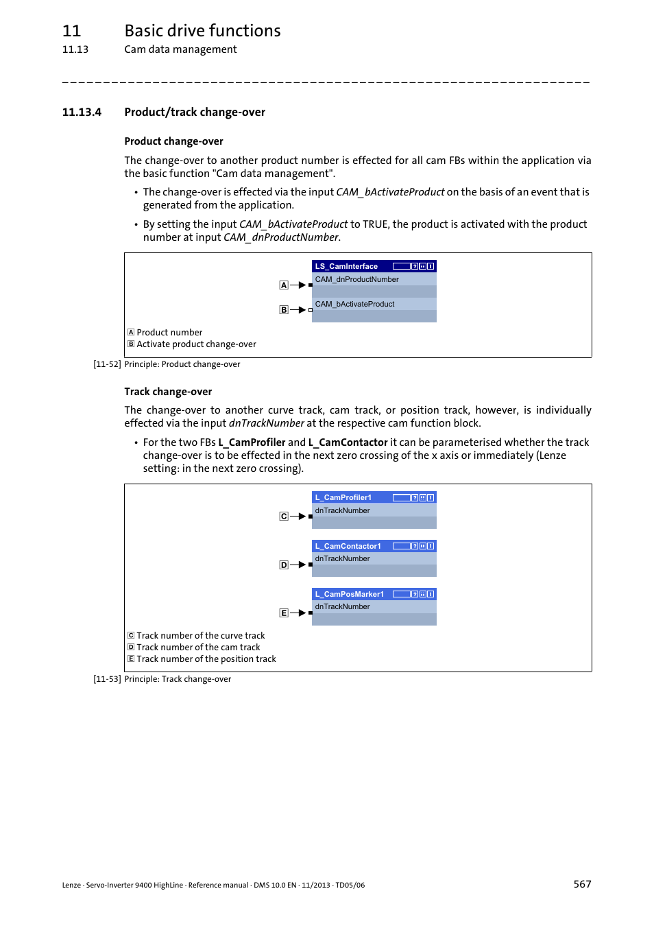 4 product/track change-over, 11 basic drive functions | Lenze 9400 User Manual | Page 567 / 954