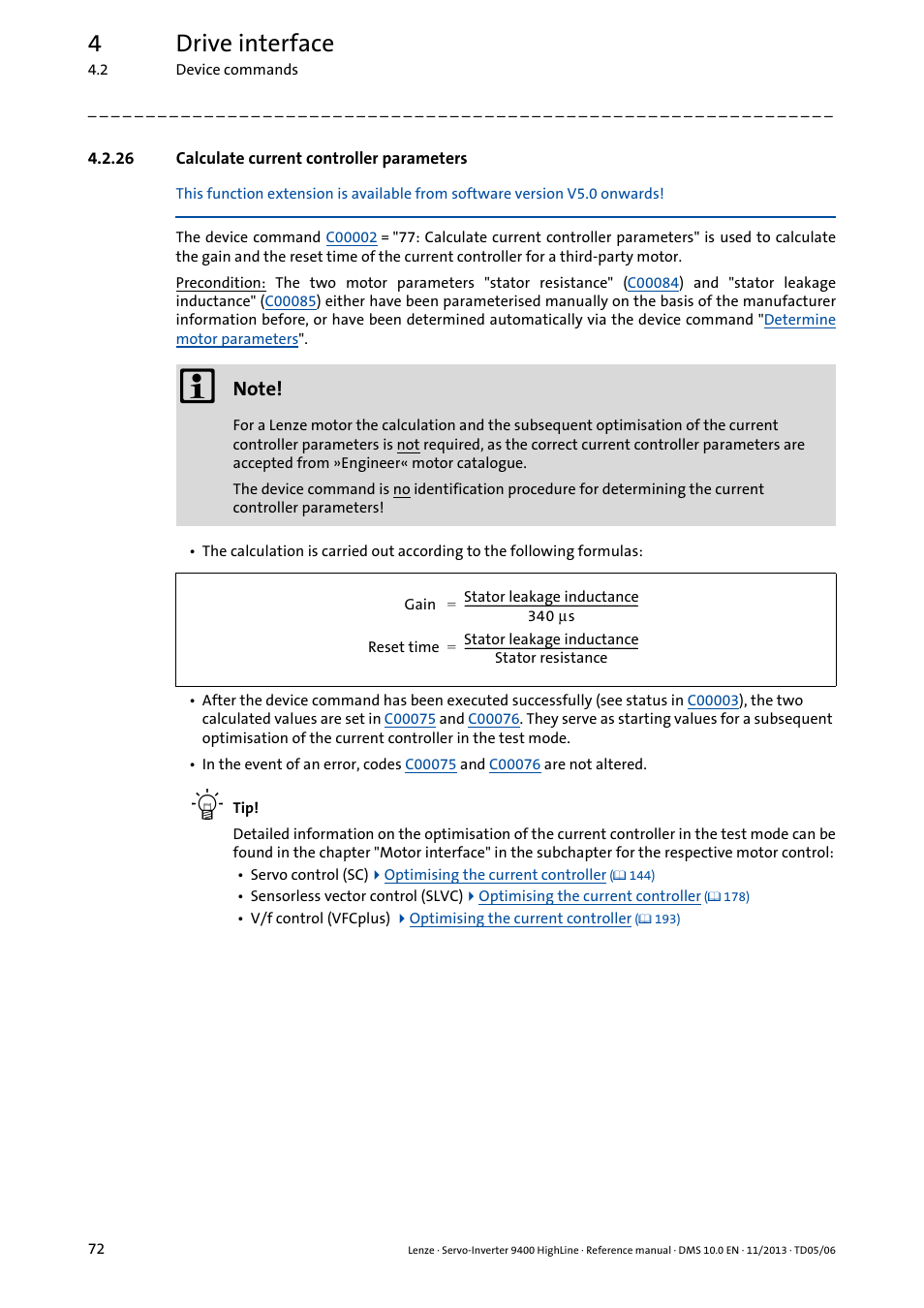 26 calculate current controller parameters, 4drive interface | Lenze 9400 User Manual | Page 72 / 954