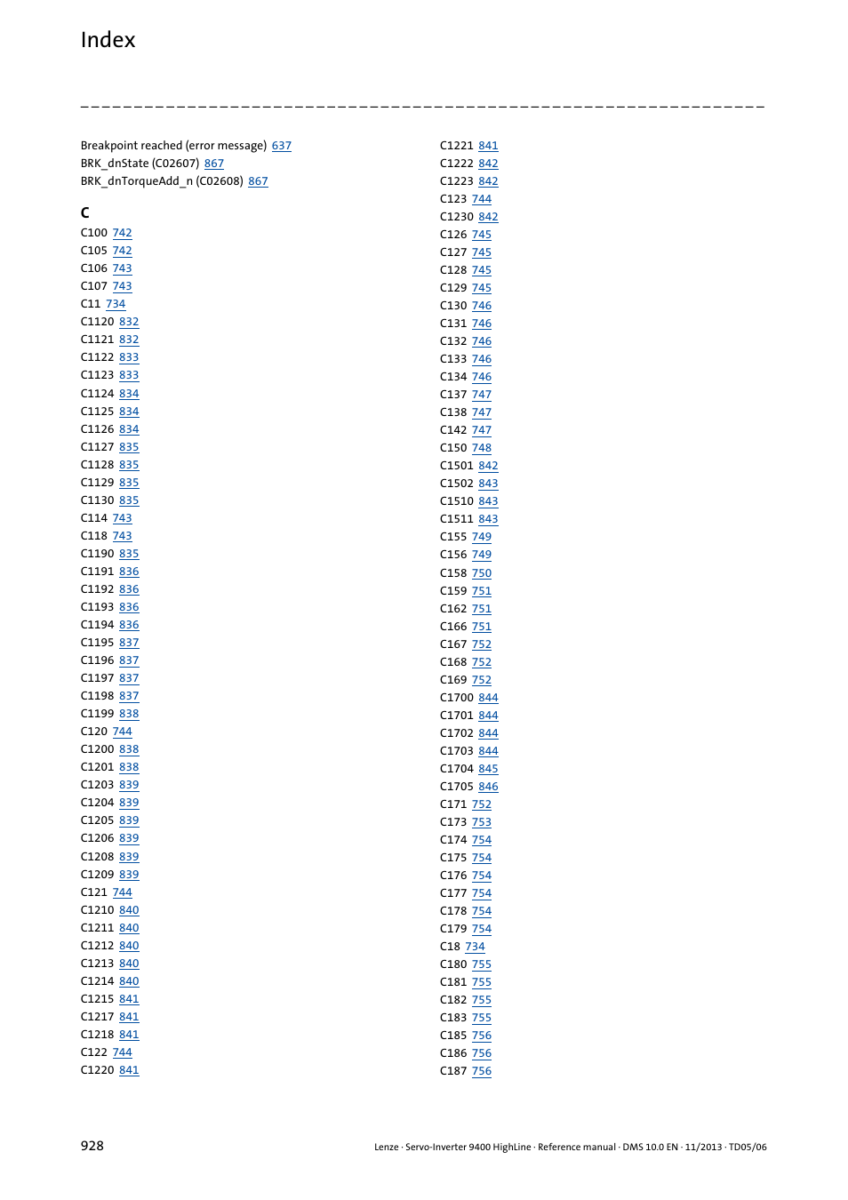 Index | Lenze 9400 User Manual | Page 928 / 954