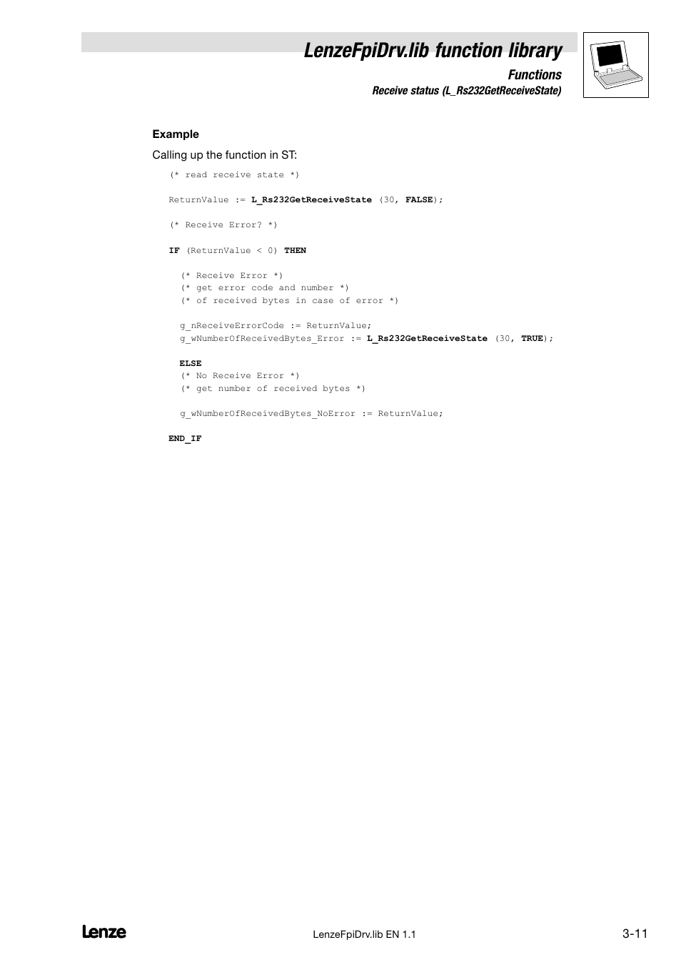 Lenzefpidrv.lib function library, Functions | Lenze Global Drive PLC Developer Studio User Manual | Page 26 / 27