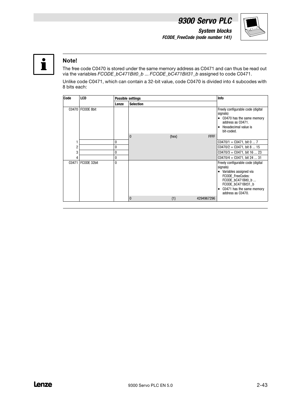 9300 servo plc, System blocks | Lenze Drive PLC Developer Studio 9300 Servo PLC (V8.x) User Manual | Page 57 / 167