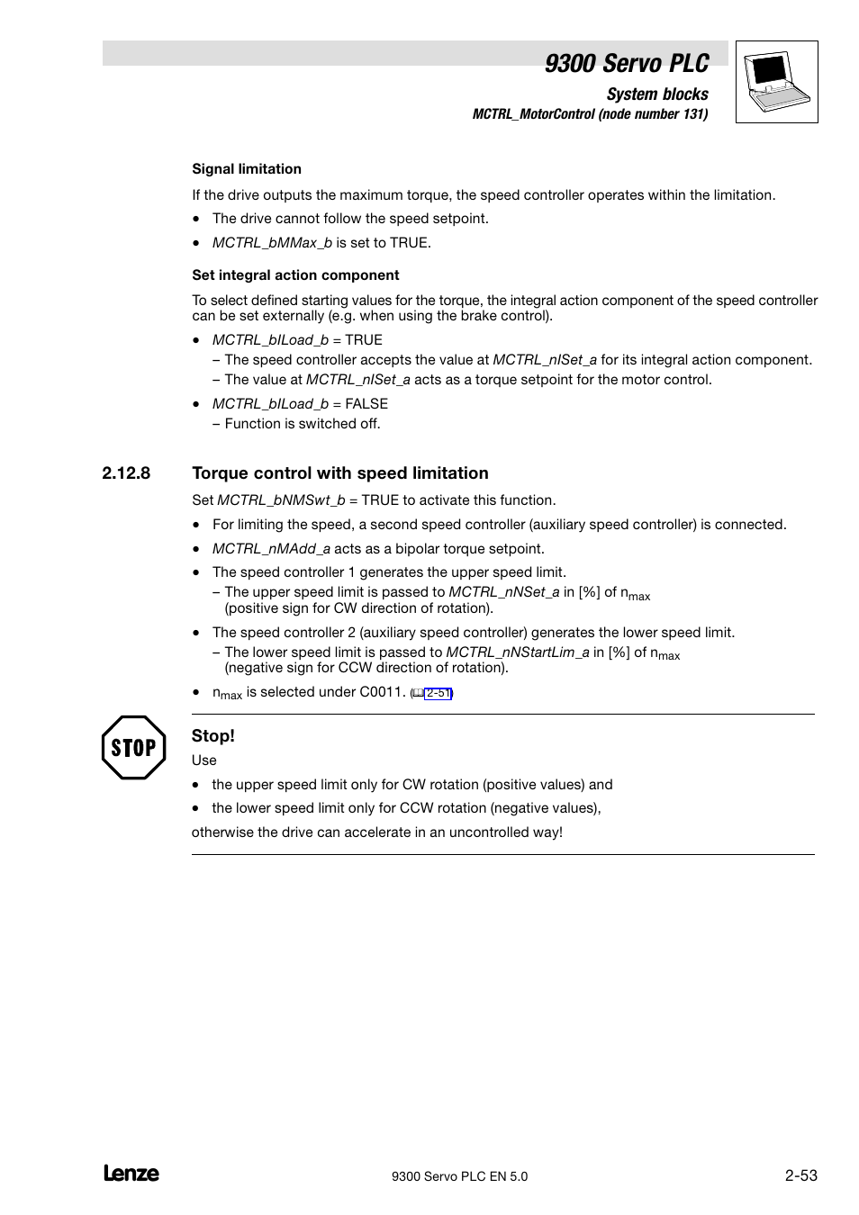 Torque control with speed limitation, 9300 servo plc | Lenze Drive PLC Developer Studio 9300 Servo PLC (V8.x) User Manual | Page 67 / 167