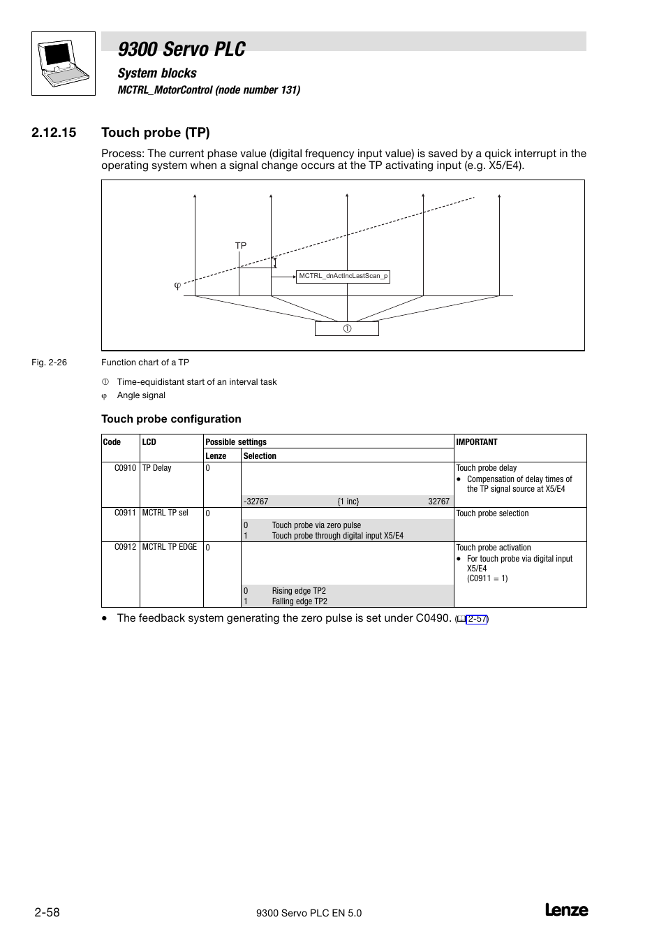 Touch probe (tp), 15 touch probe (tp), 9300 servo plc | System blocks | Lenze Drive PLC Developer Studio 9300 Servo PLC (V8.x) User Manual | Page 72 / 167