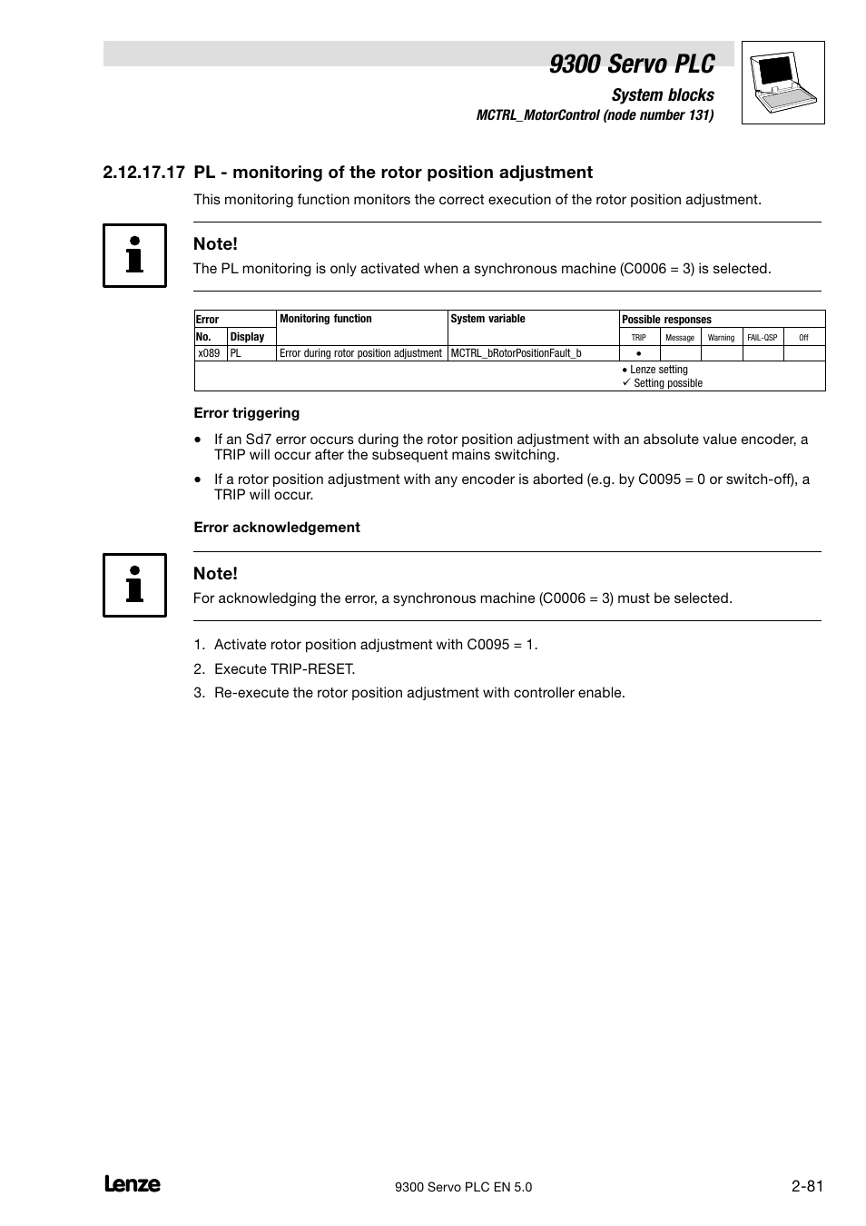 9300 servo plc, System blocks | Lenze Drive PLC Developer Studio 9300 Servo PLC (V8.x) User Manual | Page 95 / 167