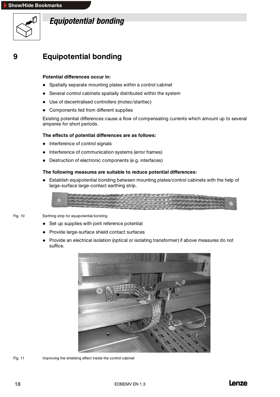 9 equipotential bonding, Equipotential bonding, 9equipotential bonding | Lenze Inverter EMC User Manual | Page 20 / 26