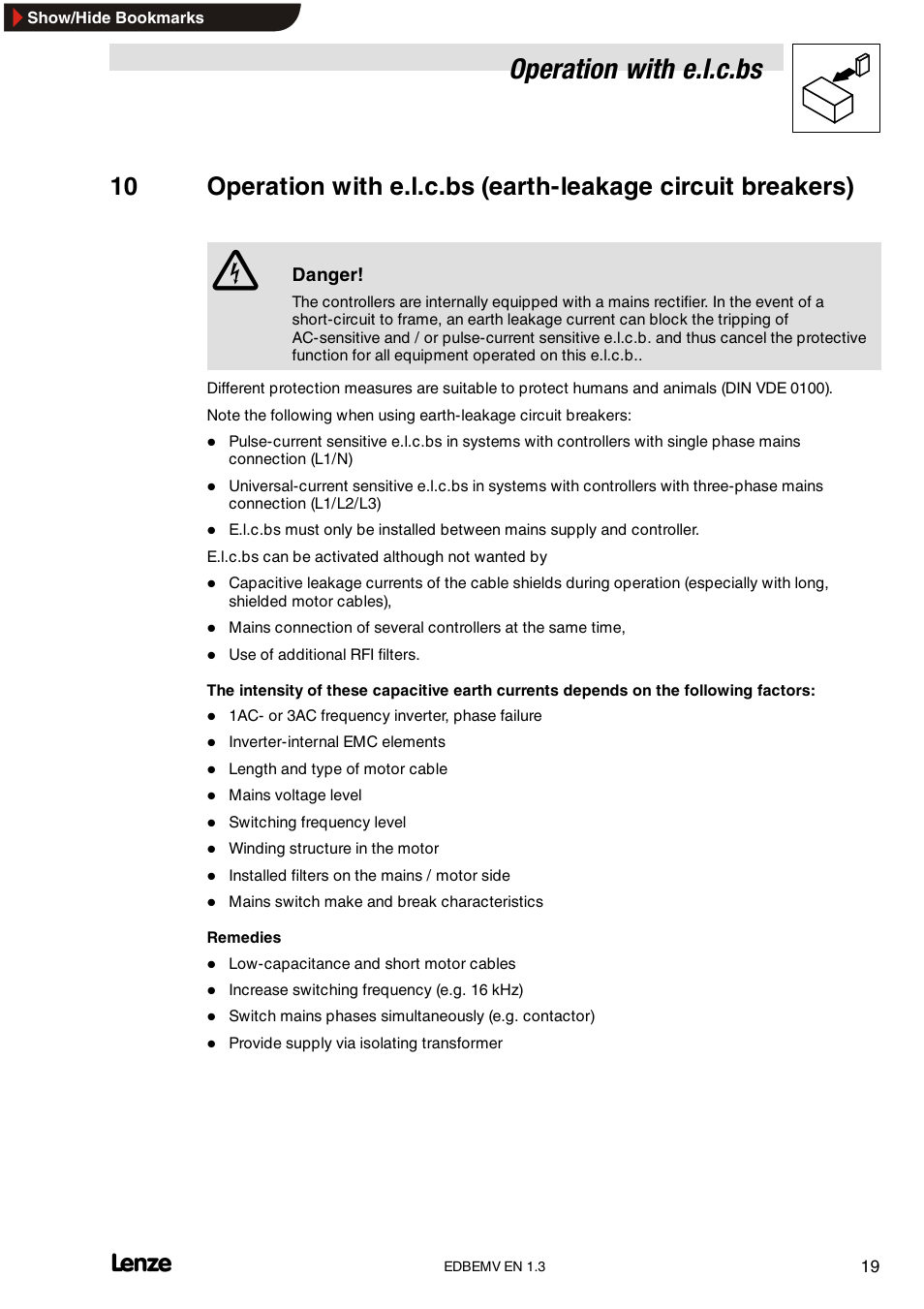Operation with e.l.c.bs | Lenze Inverter EMC User Manual | Page 21 / 26
